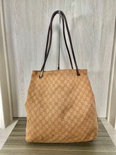 GUCCI Beige Canvas Leather