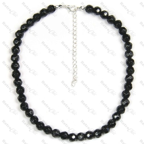 Jet faceted glass bead - bead, gothic