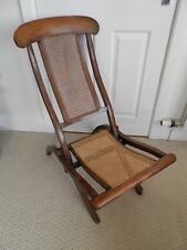 Restored - Antique Early 1900's Cane Campaign Steamer Foldable Deck Chair
