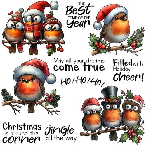 Christmas clear stamps - stamps, robins