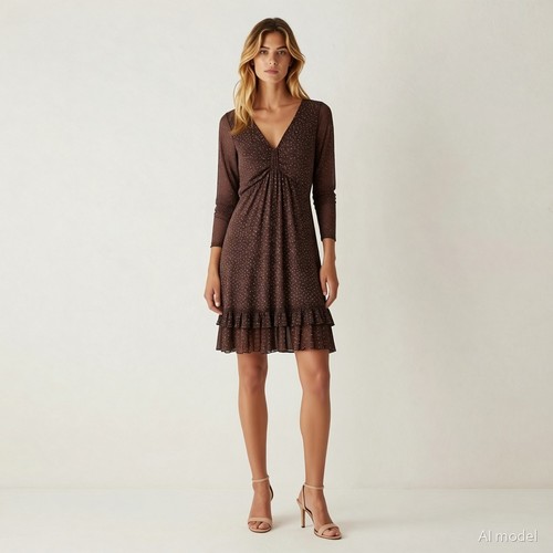 Myrine dress brown l - dress,