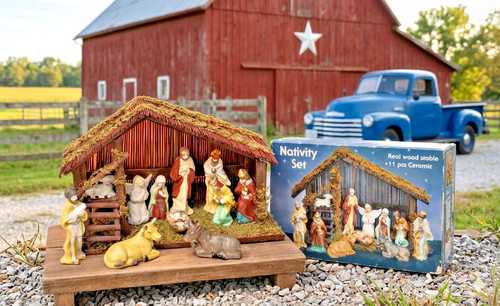 Vintage piece nativity - vintage,