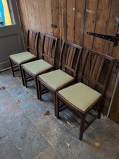 Vintage Ercol Dining Chairs Set of 4 Solid Wood Original Labels 1960s-80s