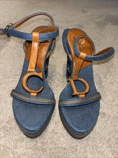 Christian Dior Denim Floral Wedges NEW size EU 36.5