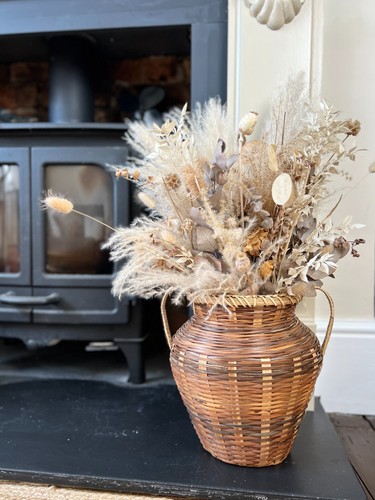 Vintage wicker urn - urn, vase