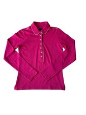 Aquascutum Polo Shirt Women's Small Pink Long Sleeve Button Up Designer