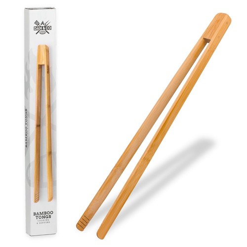 45cm long bamboo wooden tongs - 45cm,