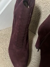 Unisa Plum Suede Heeled Ankle Boots Size 4