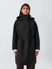 NEW John Lewis Womens Regular Fit Cotton Blend Hooded Parka Coat - Size 16 Black