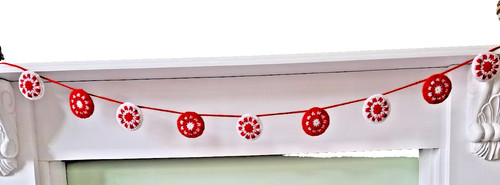 Handmade crochet bunting - 9, red