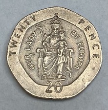 Rare. 1988 Gibraltar 20p Twenty Pence Coin - Our Lady of Europa, Circulated