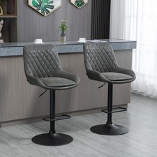 Adjustable Bar Stools Set of 2, Retro Swivel Kitchen Stool with Back, Footrest