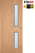 PREMDOR Oak Veneer 2L Side Glazed Solid Internal Fire Door (FD 30) Glass damaged