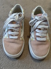 Vans Pink suede and Glitter Checkered Lace Up Trainers Size KIDS UK 12