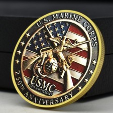 USMC 250th Anniversary Golden Coin Semper Fidelis Military Commemorative Medal