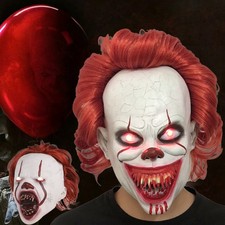 Halloween Clown Mask Pennywise LED Full Head Mask Stephen King's It Joker Mask