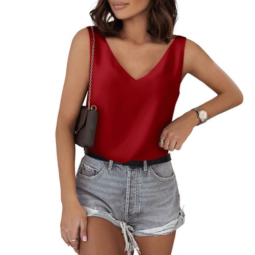 Ladies strappy satin silk vest - satin,