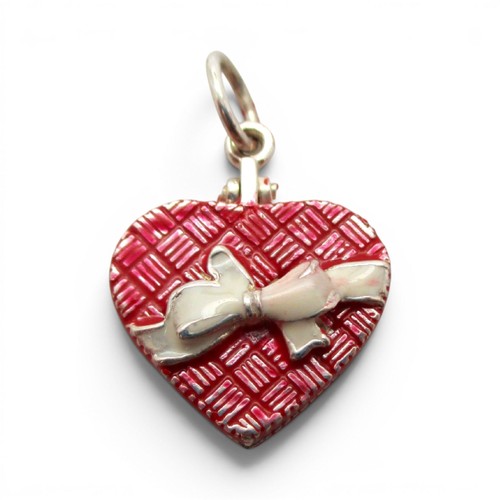 Sterling silver red enamel - silver, box