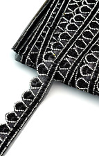FCL Black Metallic Crystal Diamond Ribbon Trim 1 Yrd Glittering Bling Rhinestone