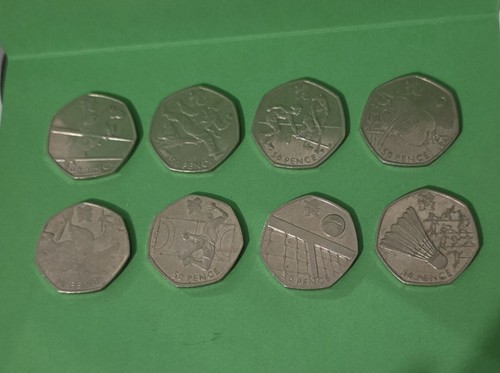 Different olympic 50p - 8, coins.