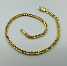 375 9ct Yellow Gold 2.5mm Square Spiga Chain Women Bracelet 7.5 Inch NEW