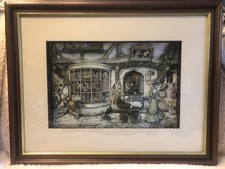 Large Sized Anton Pieck Framed Shadow Box Art. The Toy Shops