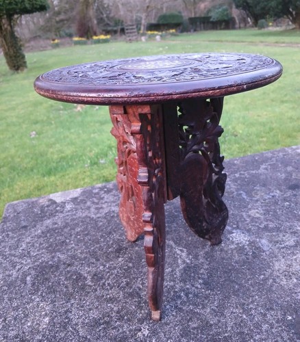 Carved wooden inlaid circular - carved,