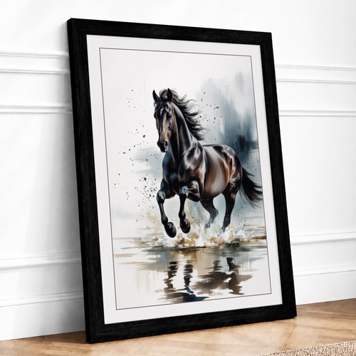 Galloping horse modern - modern, framed
