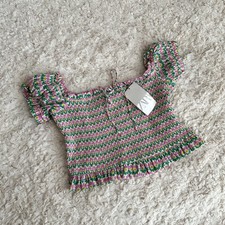 Zara Pink Green Shirred Flower