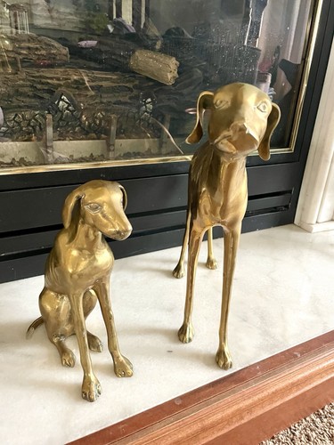 Pair vintage brass whippet - pair, of