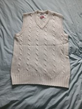 Slazenger Vintage cream cricket tennis golf cable knit sweater vest Size XL