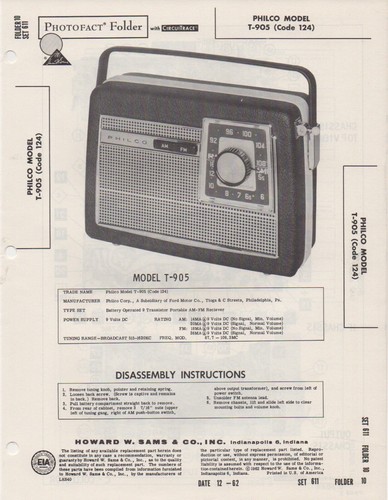 1962 philco 905 fm - 1962, t-905