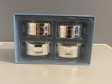Four Vintage Boxed Unused Silver Plate Napkin Rings. 5cm Long. VGC