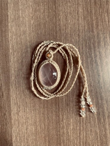 Natural rose quartz - natural, macrame
