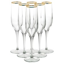 Set of 6/12 NAPA Champagne Flute Glasses w/ Gold Rim 200CC Drinking Glassware