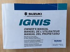 SUZUKI IGNIS Car Owners Manual JUNE 2001. Part No. 99011-80G20-012 
