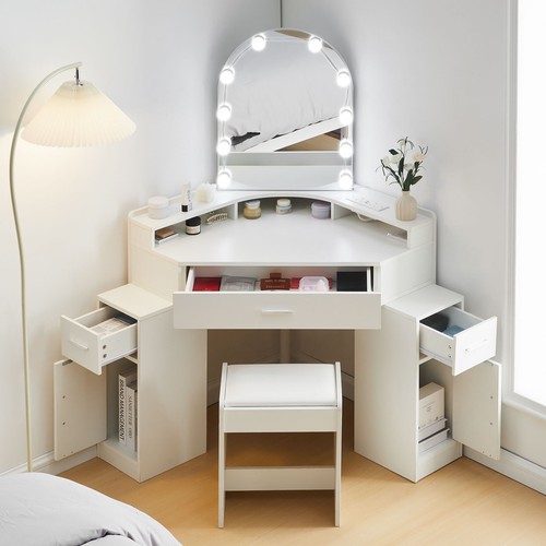 Corner dressing table with led - table,