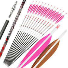 32" Pure Carbon Arrows SP300-800 5" Feather Recurve Compound Bow Archery Hunting