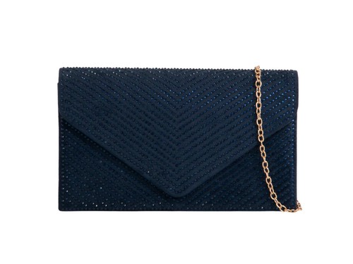 Navy blue crystal diamante - blue,