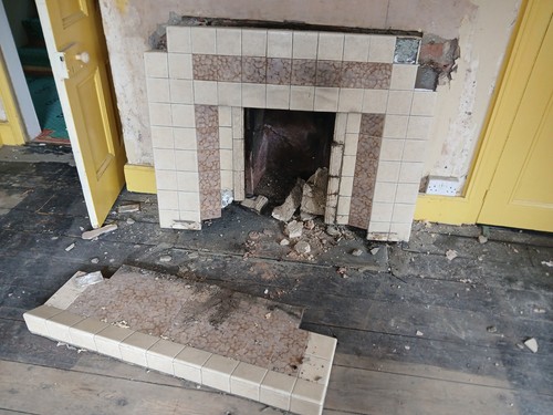 Tiled fireplace surround 1930s - fireplace,