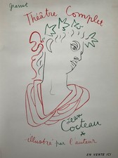 JEAN COCTEAU POSTER THEATRE COMPLETE GRASSET MOURLOT 1957 ORIGINAL FRENCH POSTER
