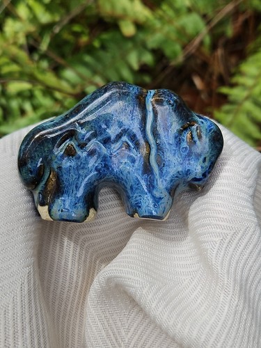 Miniature pottery buffalo - miniature,