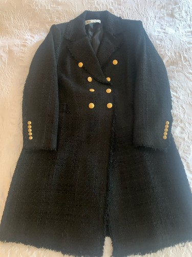 Zara black boucle tweed long - boucle,