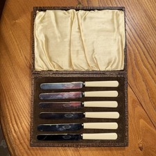 Set 6 x Faux Bone Handle Butter /Cake Knives Bennett & Heron Firth SS Sheffield