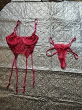 Womens Red Lace Lingerie Set