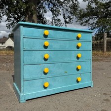 Antique Pine Collectors Drawers Painted Specimen Cabinet Storage Unit Tabletop