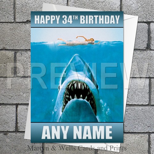 Jaws birthday card 5x7 - card.,