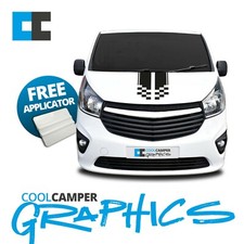 VAUXHALL VIVARO RENAULT TRAFFIC CAMPER VAN BONNET CHECKERED STRIPE GRAPHIC DECAL