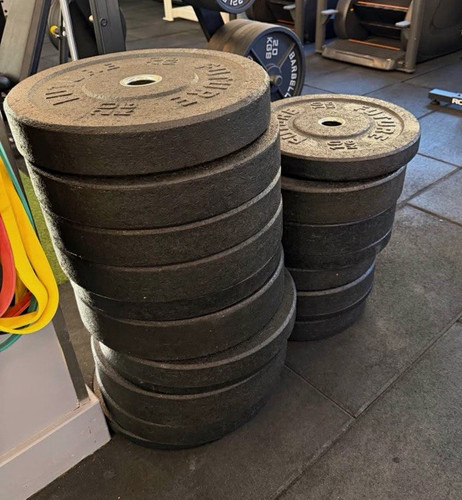Black rubber olympic weight - black,