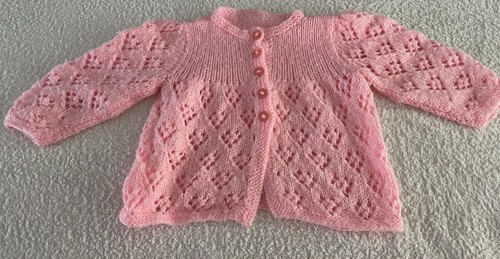 Pink hand knitted baby - pink,